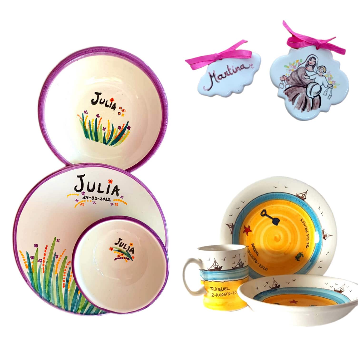 Vajillas personalizadas, regalos personalizados, vajillas artesanas, regalos bebe, regalos comunión, vajilla niños, vajillas bebé